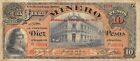Mexico   Chihuahua Minero 10  Pesos  2 19 1904 Series J Circulated Banknote Tx13