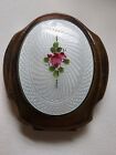 Vintage 1940   s Elgin American Hand Painted Enamel Guilloche Double Compact