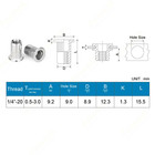 40pcs 1 4   -20 Rivet Nuts Stainless Steel Threaded Insert Nut 1 4-20unc Nutsert R
