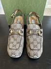 Gucci Lady Monogram Horsebit Slingback Pumps  Size 37  Excellent Condition 