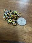 Rare Lot Of 10 Old Stock Spotted Red Yellow  Art Glass Lampwork Beads 1970s