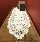 15 x39  White Vintage Hand Crochet Lace Flower Table Runner Dresser Scarf Doily