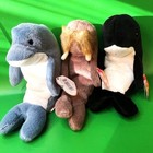 Ty Beanie Baby Lot Of 6 Ocean Beanbag Plush Stuffed Animals Fish Walrus Crab 90s