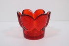 Mcm Viking Glass Ruby Red Glass Tulip Pebble Texture Candle Holder Hand Made