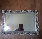 Vanity Tray Mirror Perfume Gold Metal Floral Filigree Rectangle 15 x10  Vintage