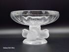 Vintage Signed marked Lalique France Crystal Nogent Frosted Bird Pedestal Bowl  
