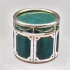 Rare Vintage Gilt Metal   Green Guilloche Enamel Snuff pill Box