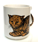 Vintage Orange Tabby Cat Tail Handle Coffee Mug Cup Made In Japan