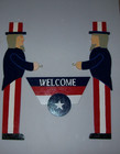 Vintage Uncle Sam Patriotic Welcome Wood Folk Art Lawn Art Yard Art Garden Decor