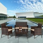 4 Pcs Outdoor Patio Rattan Wicker Sofa Sectional Furniture Set Cushioned Lawn Us