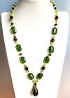 Vintage Glass Necklace 23   Green Glass Czech Beads Women s Jewelry Art Deco