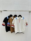 2025 Womens  Short Sleeve Cardigan Round Polo Neck Sweater High Quality