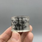 Chinese Colored Glaze Inside Painting Bamboo Inlaid Copper Exquisite Thumb Ring
