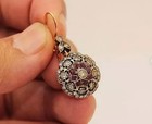 Vintage Art Deco Style Lab Created Diamond   Ruby Wedding 14k Gold Fn Earrings