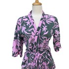 Pact Organic Cotton Short Robe Sz Xs s Staycation Green Pink Floral Pockets Tie