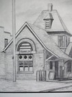 Vintage Sketch Franklin Virginia Va Train Station Depot Railroad Art Drawing