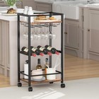Bar Cart  Home Bar Serving Cart  Mobile Kitchen Carts With Wheels  Small Roll   