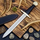 Shard Custom Hand Forged Survival Battle Ready Short Sword W brass Guard sheath