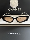 Women   s Chanel Sunglasses Black   White Brand New 