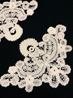 Set Of 2 Antique Brussels Point De Gaze Irish Crochet Needle Lace 3d Floral Rose