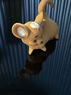 Terra Cotta Style Pottery Clay Mouse Figurine With Glazed Details Stamped E