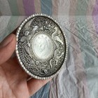 Exquisite Old Chinese Tibet Silver Handcarved Dragon Phoenix Plate