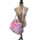 Vintage 90s Justice Puffer Dance Duffle Bag Hot Pink Floral Crossbody Girly Read