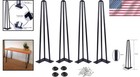 Heavy Duty 28 Inch Hairpin Legs With Floor Protectors - Black Metal  4 Pack