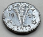 1945 Canada Five Cent Coin - 5c - Canadian Nickel - V - 5 Cents - Free Shipping