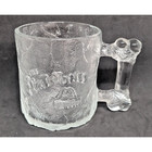 Vintage 1993 Mcdonald s Flintstones Frosted Glass Mugs Bone Handle Set Of 2 Vgc