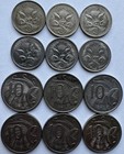 12 Piece Lot Australia 5 Cents   Australia 10 Cents Elizabeth Ii Different Dates