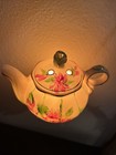 Teapot Fine Porcelain Wall Plug In Night Light Pink Rose Floral Gold Trim 4 