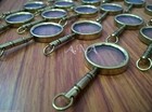 Lot Of 20 Pcs Brass Vintage Magnifier Key Chain Collectible Magnifying Key Ring 