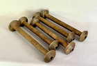 Lot Of Five Antique Hand Turned Wooden Treen Textile Weaving Bobbins Or Spools