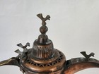 Antique Teapot Coffeepot Brass Copper W birds Maker Marks Middle Eastern