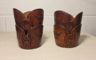 Leather Glass Cozies Holders Tooled Western Ranch Texas Long Horn Bar Vintage