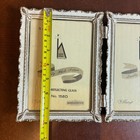Vtg 1950 s White   Gold Metal Double 5  X 7  Hinged Picture Photo Frame Ornate