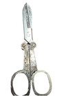 Vintage Sterling Silver  Scissors Etched Japanese Sewing