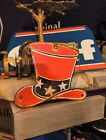 Vintage Rare Red Hat Gasoline Sign - Gas Pump Porcelain Metal Sign 