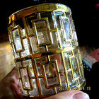 Shoji Trellis Gold - Hollywood Regency - Imperial Glass--lot Of 2 Rocks Glasses