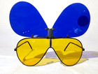 Vintage Aviator Flipper Sunglasses  Blue Lens Flips Up Amber Lens Plastic Frames
