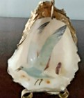 Beautiful Artists Hand Painted Sea Shell Flying Seagull Self Standing With Stand