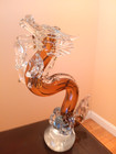 Dragon Blown Glass Decorative Statue  Hand Made  Multi-color  12 5 Inches Tall