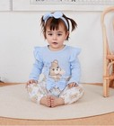 Ursobutegl Newborn Infant Baby Girl Outfits Ruffle Bear Long 0-3 Months  Blue