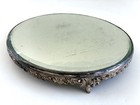 Vintage Ornate Mirrored Vanity Perfume Dresser Tray Round Metal Glass 10 