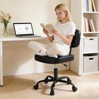 Pu Leather Office Chair Mid Back Armless Computer Task Chair Swivel Vanity Chair