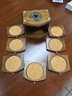 Vintage Mid Century Drawer Coaster Set  Wood   Cork Coasters  8 