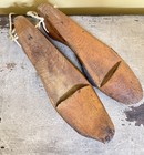 Antique Primitive Hand Carved Pair Rustic Wooden Shoe Cobbler Form Mold