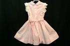 Approx Girls Sz 4 Vtg 60s Alyssa Pink Dress White Eyelet Lace Ruffle Full Skirt