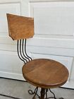 Rare Antique Industrial Drafting Bar Swivel Stool Chair Twisted Iron Base